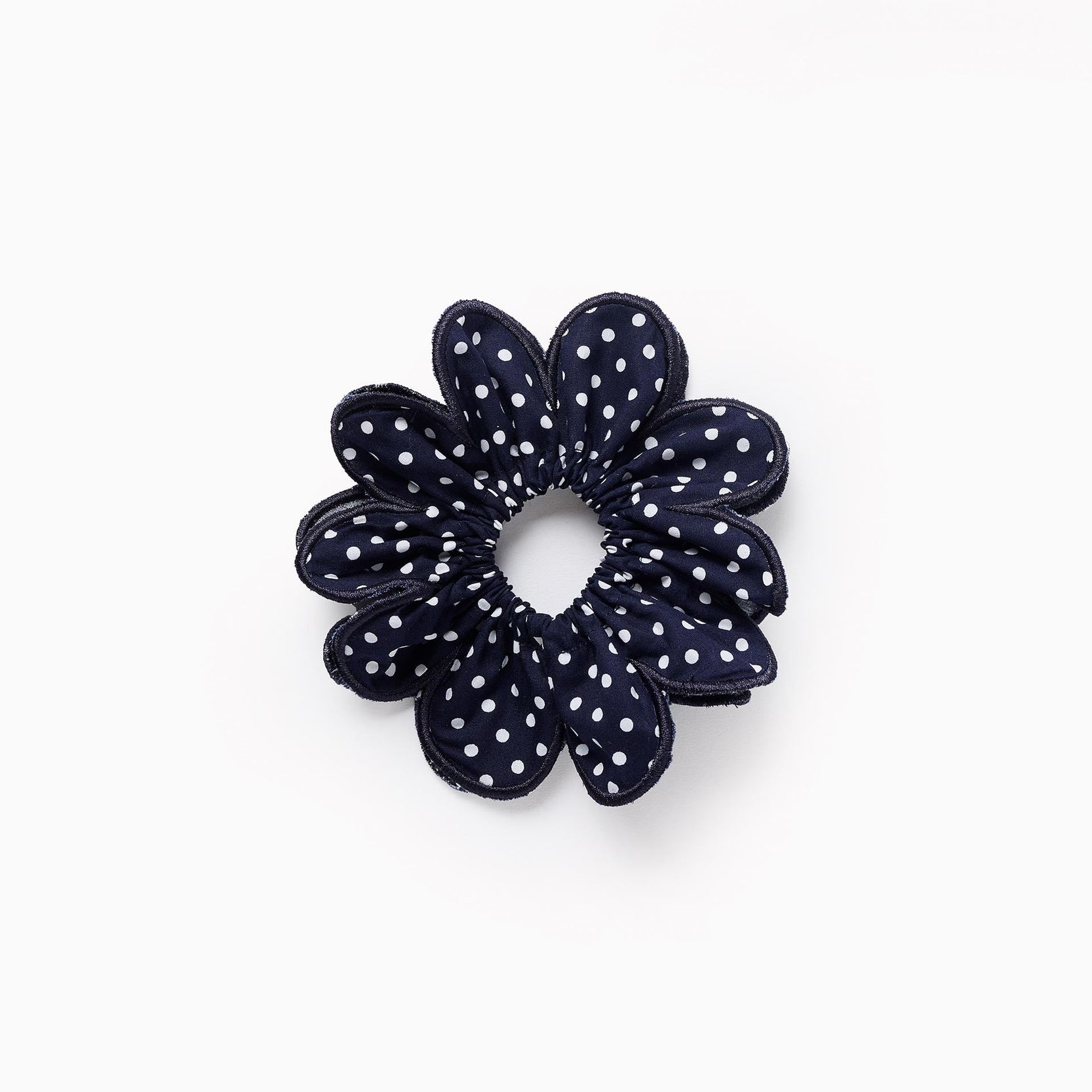 Dark Blue Polka Dot Scrunchie for Babies and Girls