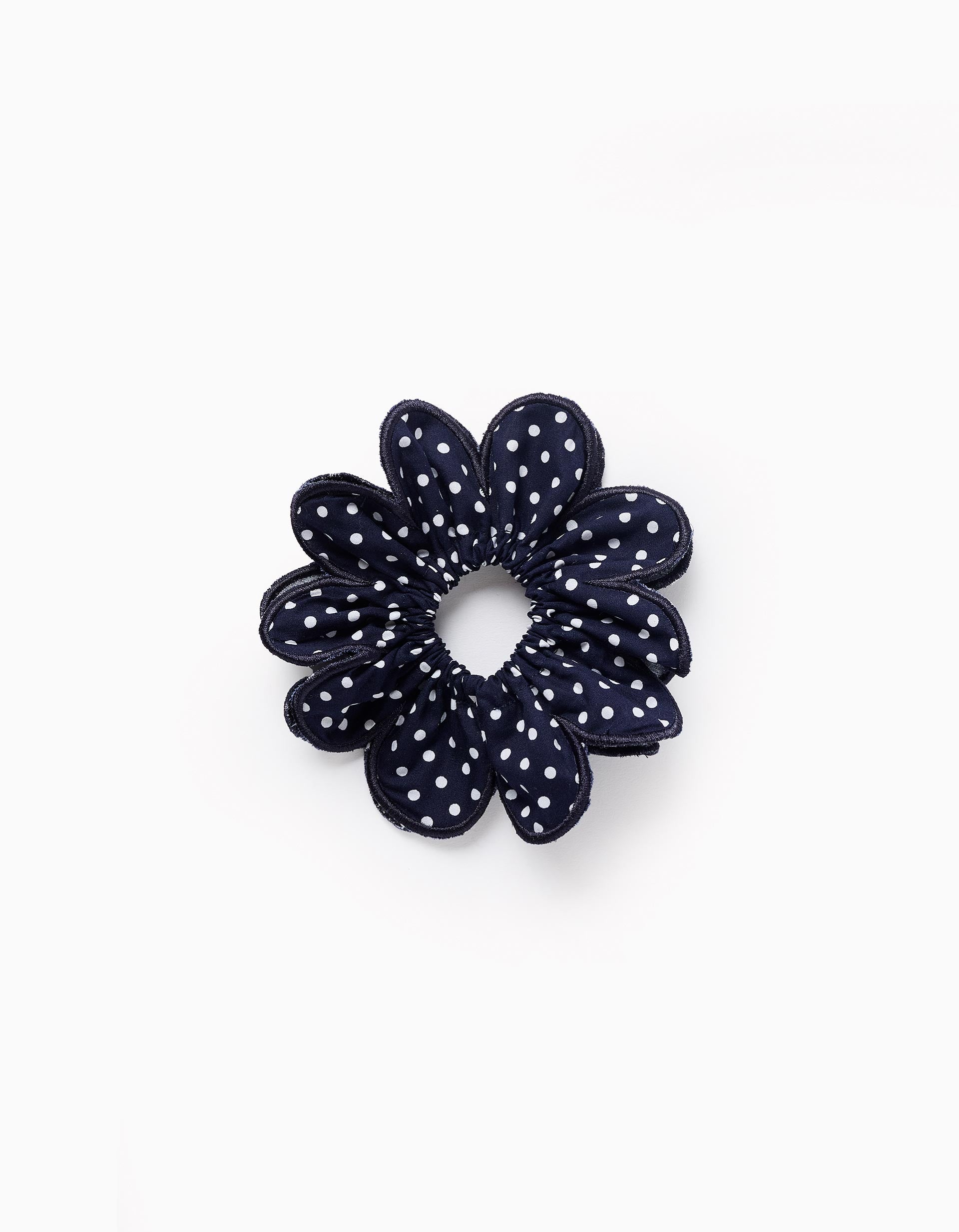 Dark Blue Polka Dot Scrunchie for Babies and Girls