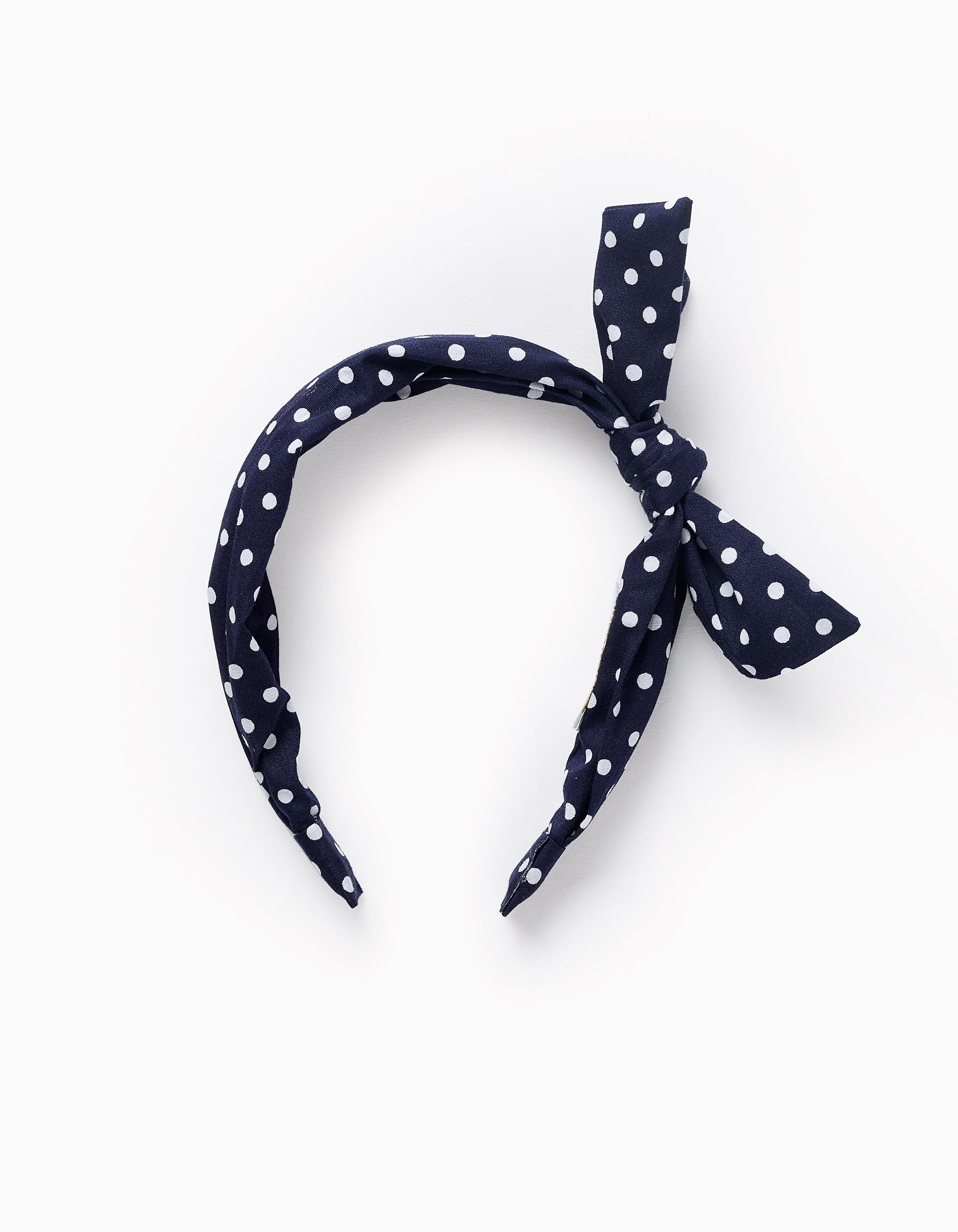 Polka Dot Headband with Bow for Babies and Girls, Dark Blue