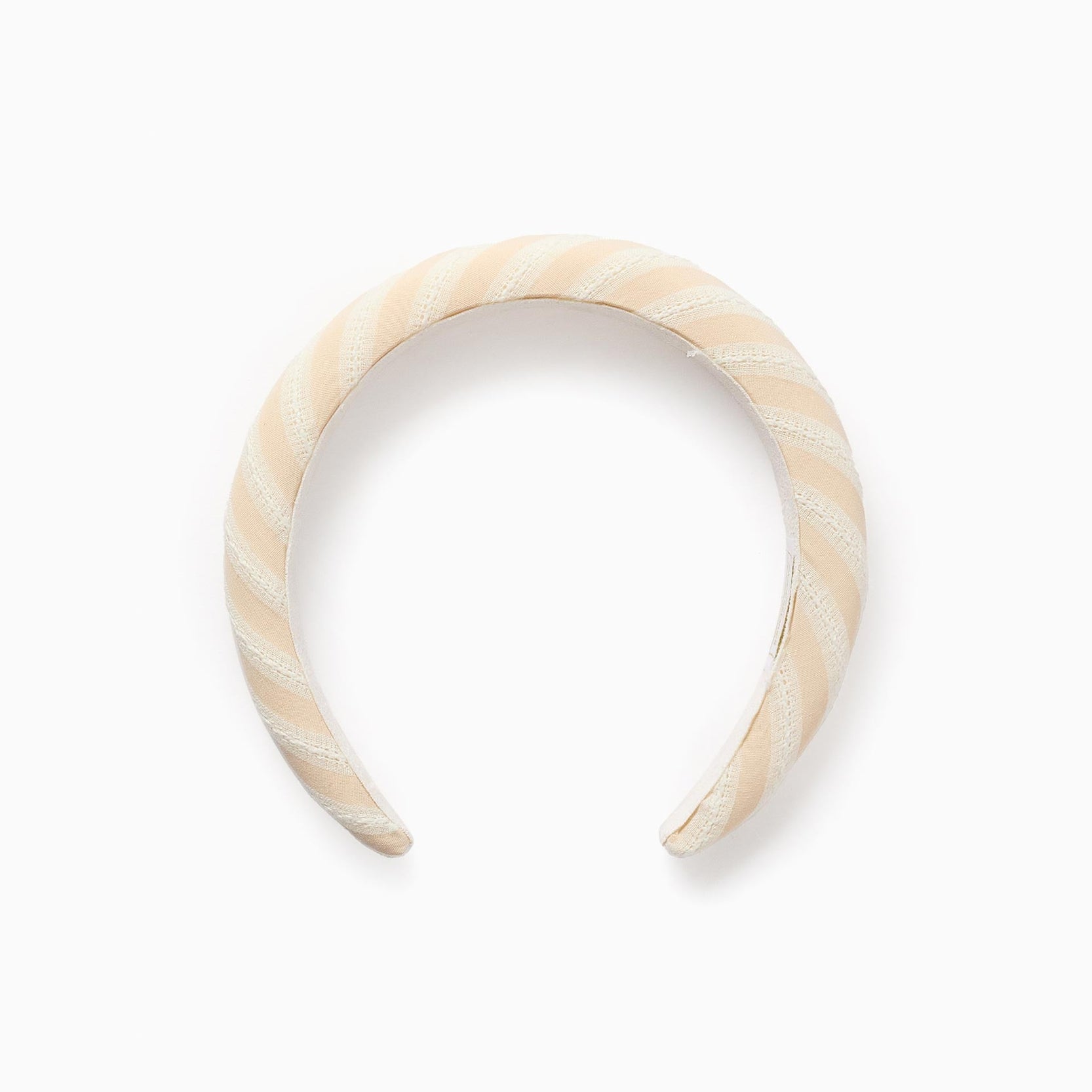 Padded Striped Headband for Baby Girls, White/Beige