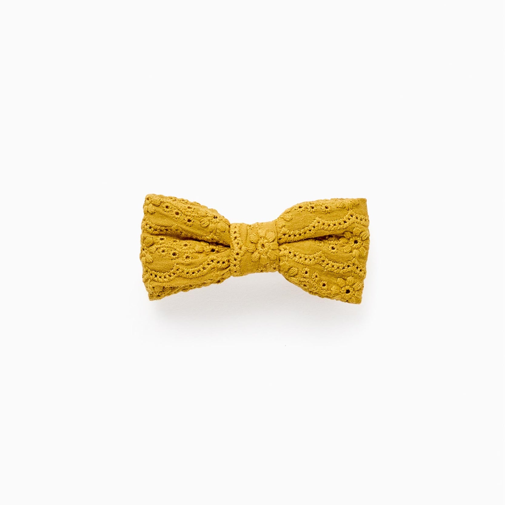 Hair Slide with Broderie Anglaise Bow for Baby Girls, Yellow