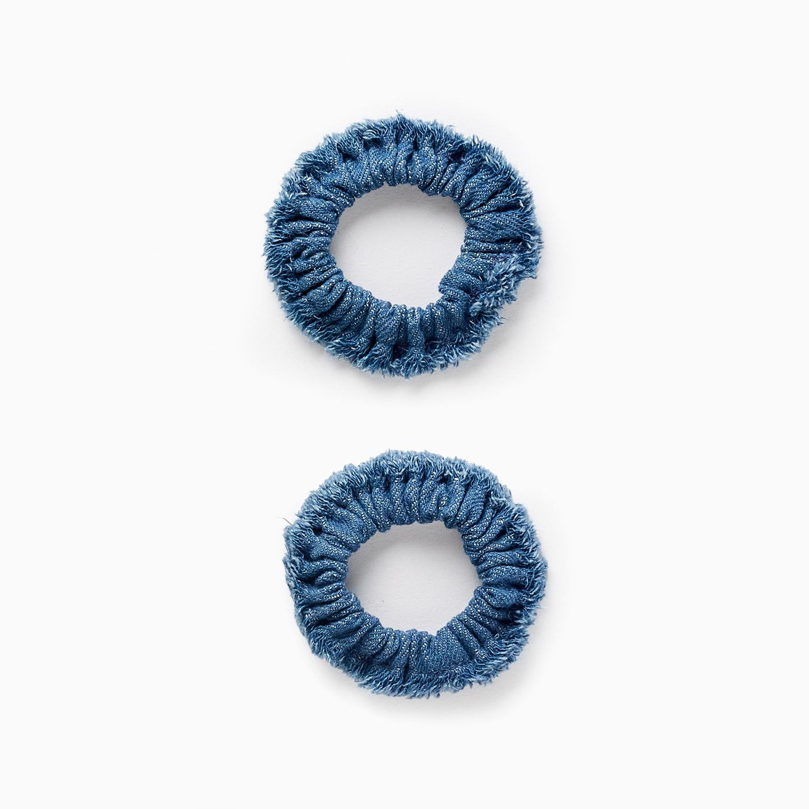 Pack of 2 Scrunchies in Frayed Denim for Babies and Girls, Blue