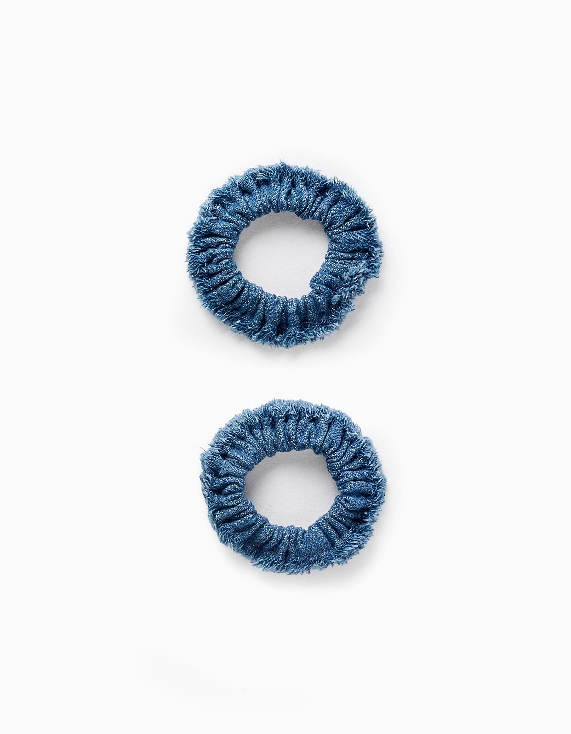 Pack of 2 Scrunchies in Frayed Denim for Babies and Girls, Blue