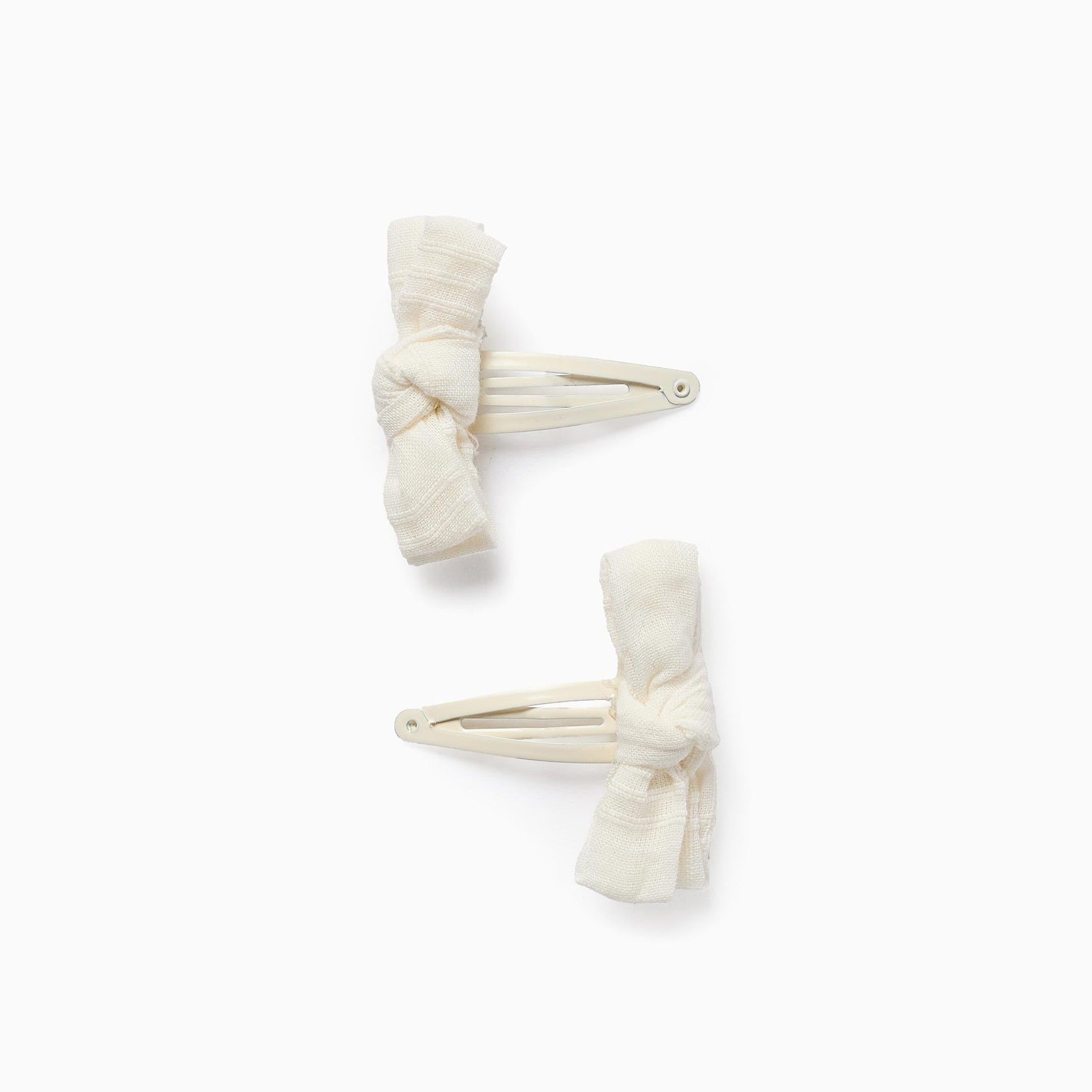 Pack of 2 Hair Clips with Fabric Dobby Bow for Babies and Girls, White