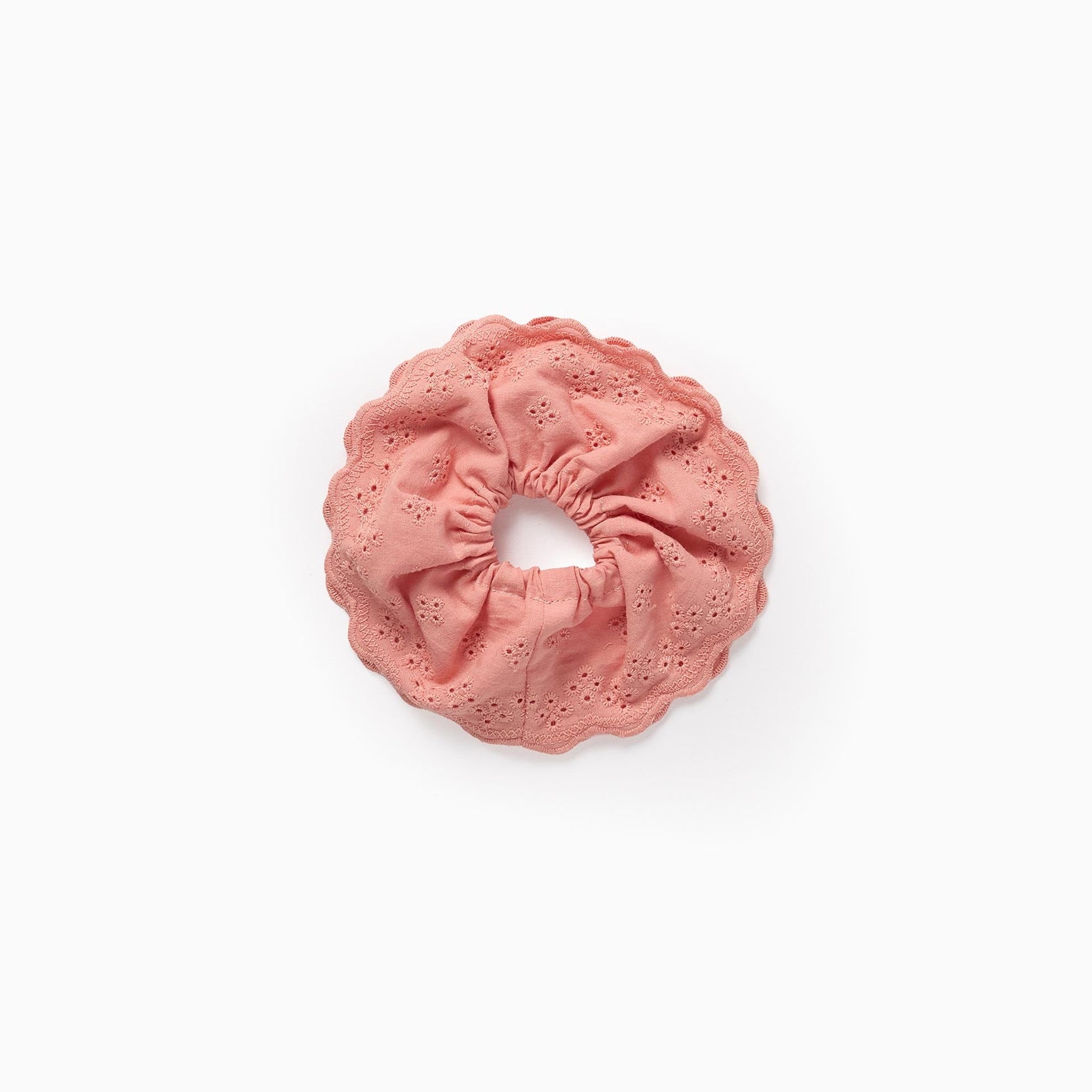 Scrunchie with Broderie Anglaise for Babies and Girls, Pink