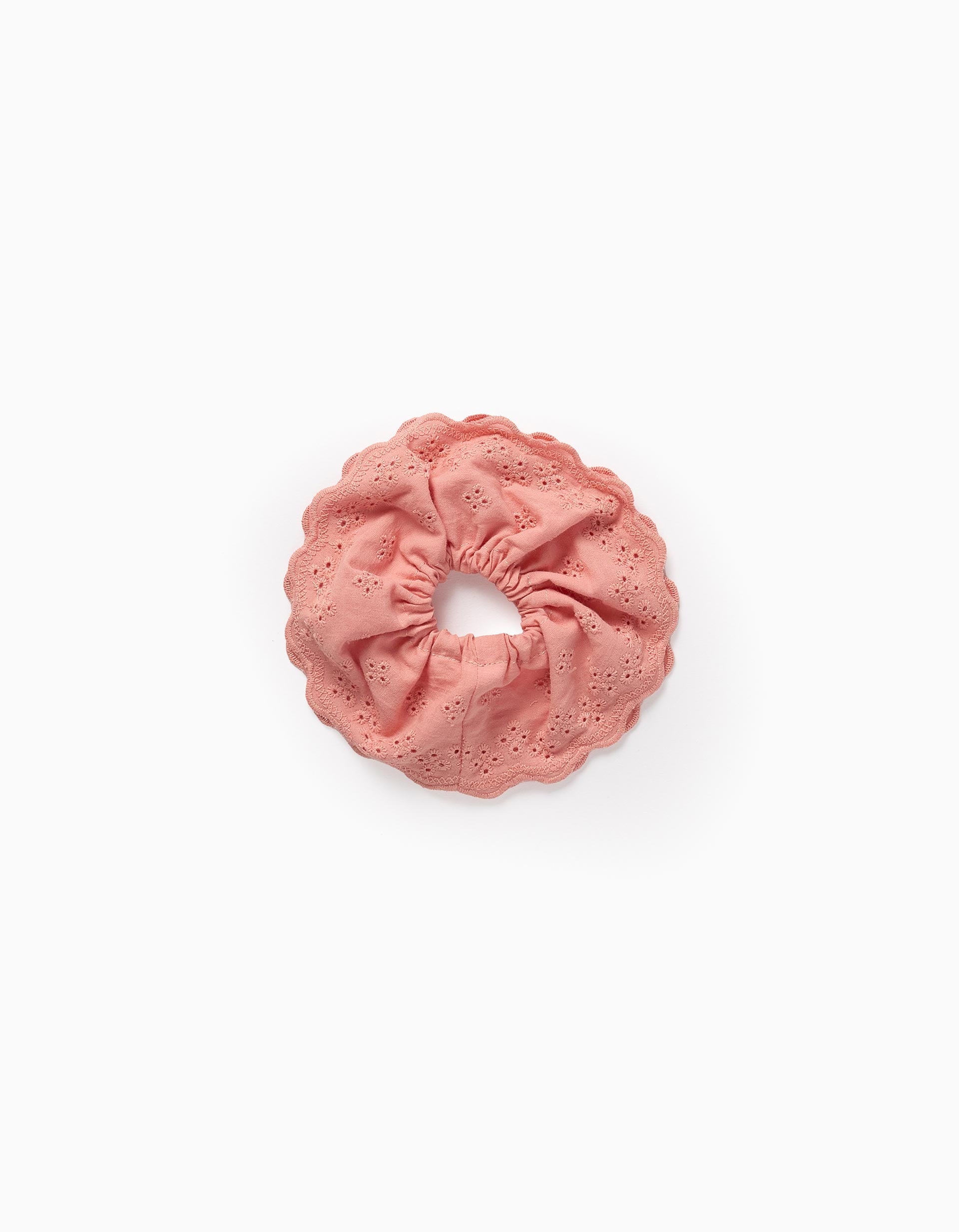 Scrunchie with Broderie Anglaise for Babies and Girls, Pink