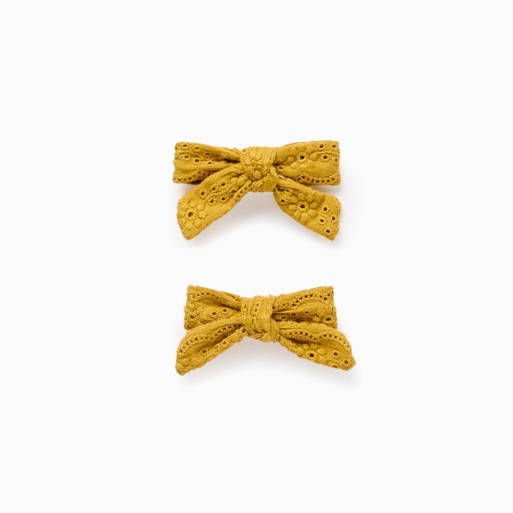 Pack of 2 Hair Clips with Broderie Anglaise Bows for Baby Girls, Yellow