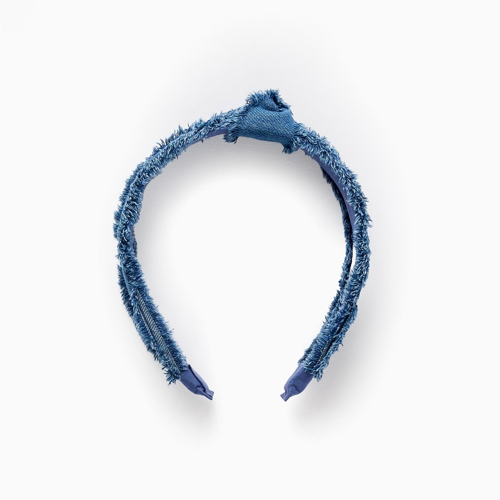 Denim Frayed Headband with Knot for Babies and Girls, Blue