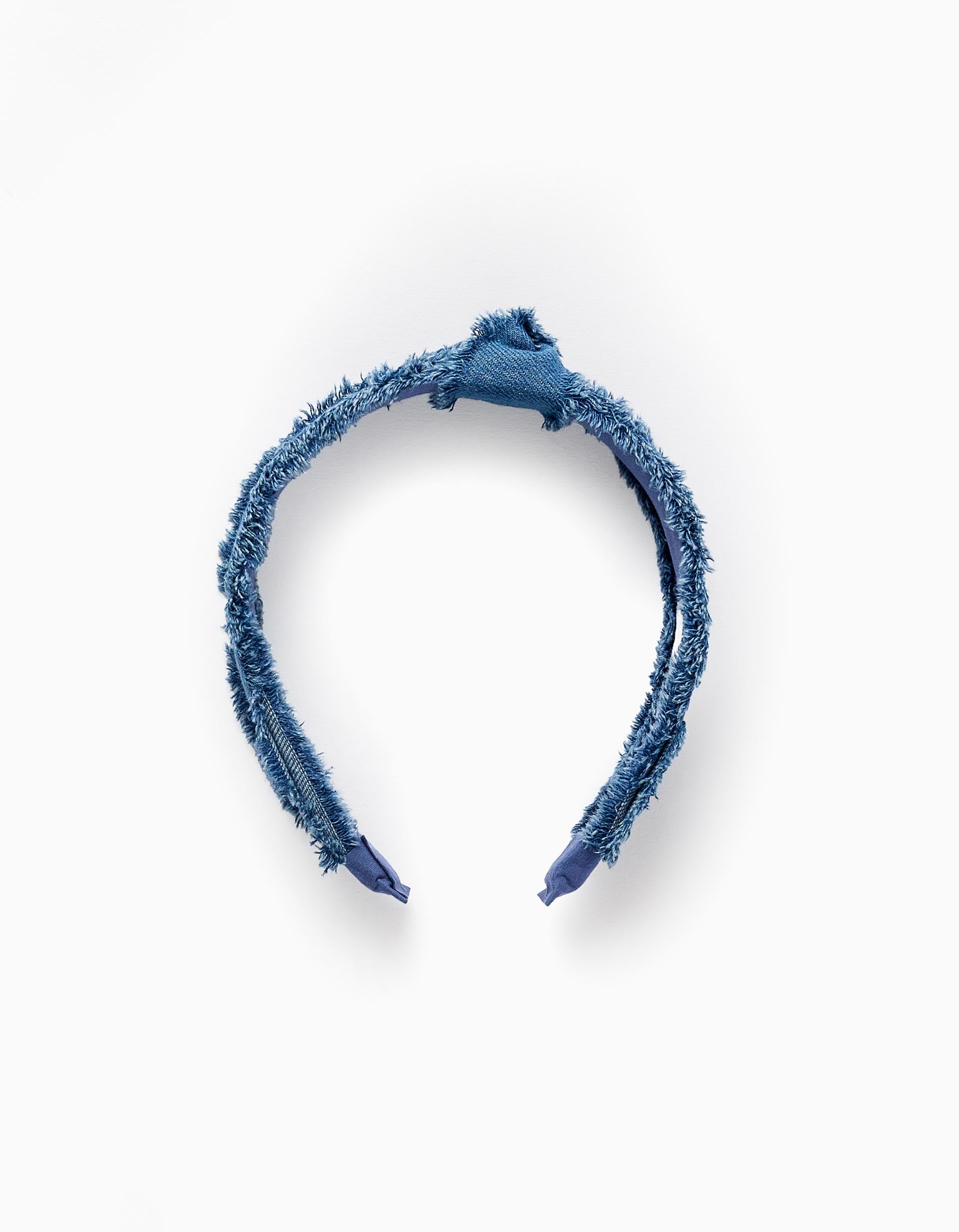 Denim Frayed Headband with Knot for Babies and Girls, Blue