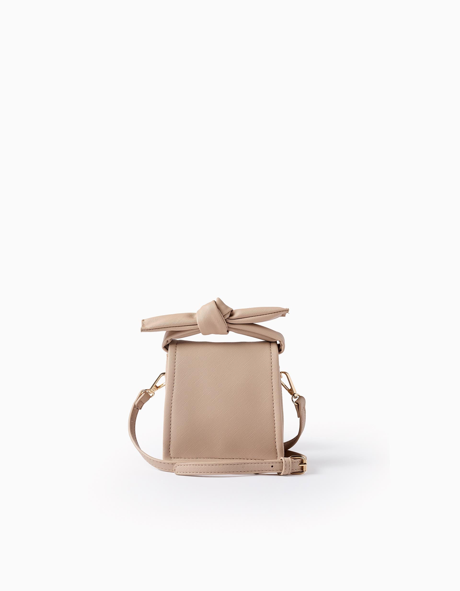 Crossbody Bag with Bow for Girls, Beige