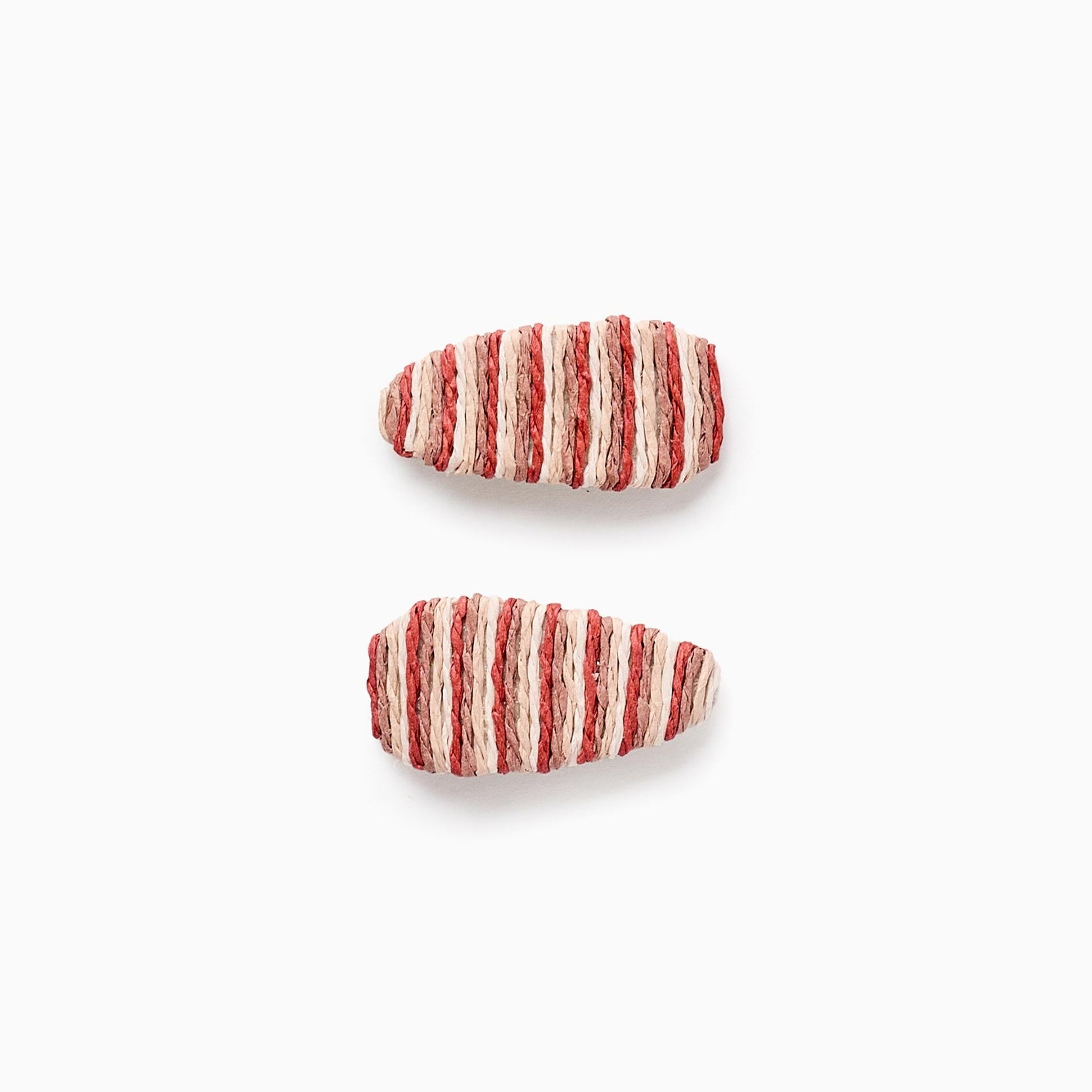 Pack of 2 Striped Hair Clips with Raffia for Babies and Girls, Multicolour